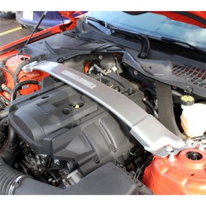 Ford Mustang Strut Tower Brace - Front - Ford Racing - High Strength Aluminum Brace - Black - `15-`18 Ford Mustang Strut Tower Brace - Front - Ford Racing - High Strength Aluminum Brace - Black - `15-`18